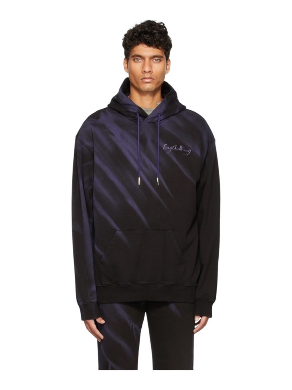Feng Chen Wang Black & Purple Tie-Dye Hoodie Small